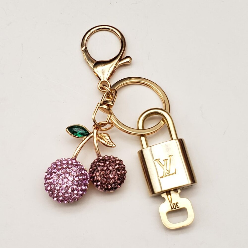Louis Vuitton Authentic Gold Lock 🔒 Unbranded Cherry Keychain Charm for Bags